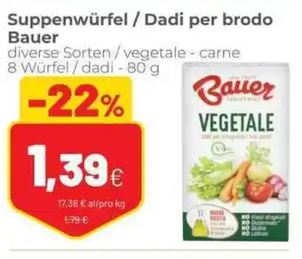 Coop Bauer Dadi per brodo/Suppenwürfel vegetale-carne 8 würfel/dadi 80 g offerta