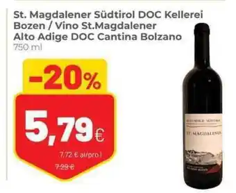 Coop St. Magdalener Südtirol DOC Kellerei Bozen/ Vino St. Magdalener Alto Adige DOC Cantina Bolzano offerta