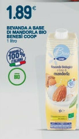 Superconti Coop - Bevanda Biologica A Base Di Mandorla Bene Si 1000 G(ml) offerta