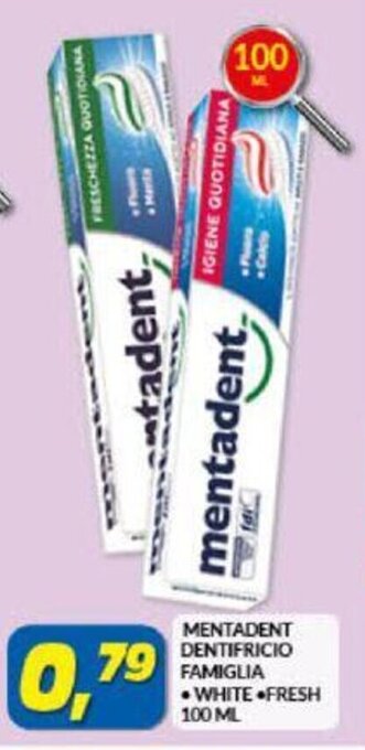 Risparmio Casa Mentadent Dentifricio Famiglia White/Fresh 100 ml offerta