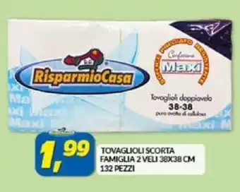 Tovaglioli Scorta Famiglia 2 Veli 38 x 38 cm 132 pezzi