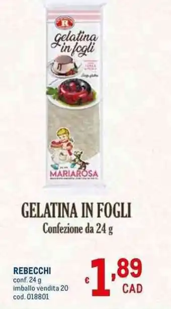 Rebecchi Gelatina in Fogli 24 g