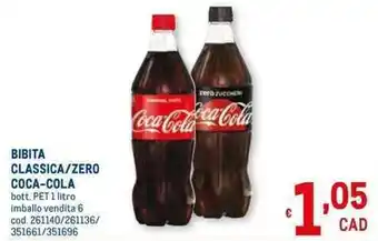 Metro Coca-Cola Bibita Classica/Zero 1 litro offerta