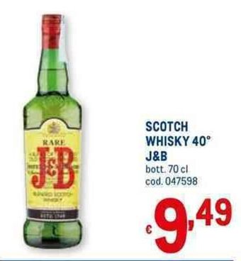 Metro J&B Scotch Whisky 40° 70 cl offerta