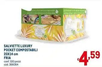 Metro Fria Salviette Luxury Pocket Compostabili 20x14 cm 100 pezzi offerta