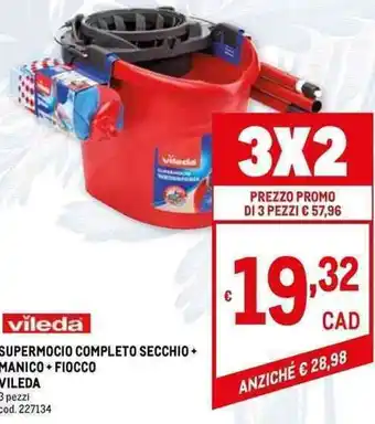Metro Vileda Supermocio Completo Secchio + Manico + Fiocco 3 pezzi offerta