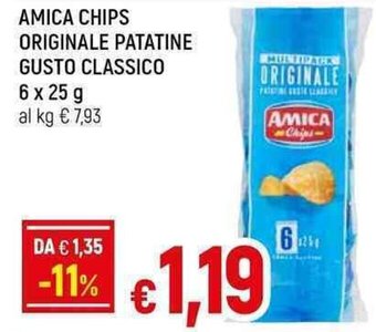 Amica Chips Originale Patatine Gusto Classico 6 x 25 g