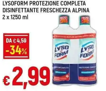 Famila Superstore Lysoform Protezione Completa Disinfettante Freschezza Alpina 2 x 1250 ml offerta