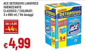 Famila Superstore Ace Detersivo Lavatrice Igienizzante Classico / Colorati 3 x 990 ml / 54 lavaggi offerta