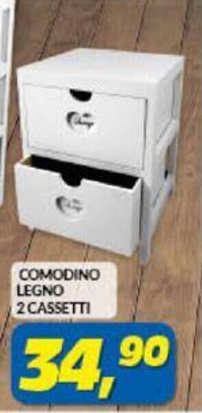 Comodino Legno 2 Cassetti