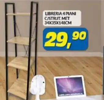 Risparmio Casa Libreria 4 Piani C/Strut.Met 34x35x148 cm offerta