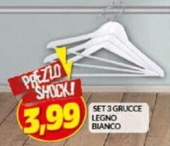 Risparmio Casa Set 3 Grucce Legno Bianco offerta