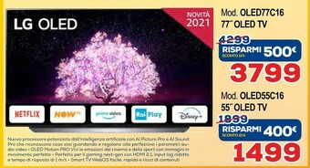 Euronics LG OLED77C16LA TV 195,6 Cm (77") 4K Ultra HD Smart TV Wi-Fi Bianco offerta