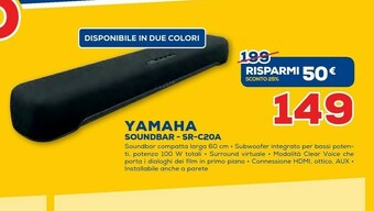 Euronics Yamaha Soundbar SR-C20A offerta