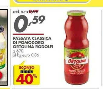 Italmark Rodolfi Ortolina Passata Di Pomodoro 690 G(ml) offerta