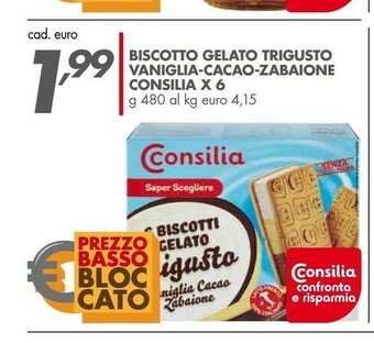 Italmark Consilia Gelato Trigusto Vaniglia-cacao-zabaione 480g offerta