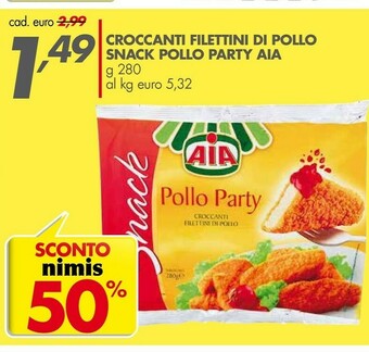Italmark Aia Pollo Party Croccanti Filettini Di Pollo 280 G(ml) offerta