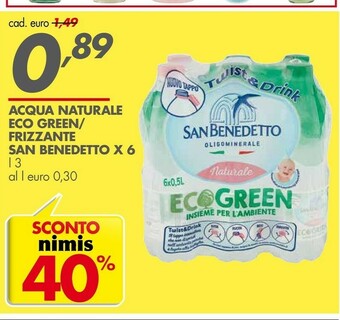 Italmark San Benedetto Acqua Minerale Naturale Oligominerale Frizzante 1000 G(ml) offerta