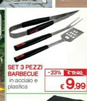 Satur Set 3 Pezzi Barbecue In Acciaio E Plastica offerta