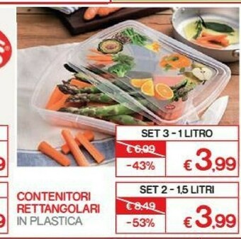 Satur Contenitori Rettangolari In Plastica offerta