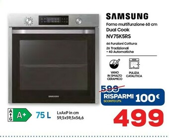 Euronics Samsung Forno Multifunzione Dual Cook NV75K5RS offerta