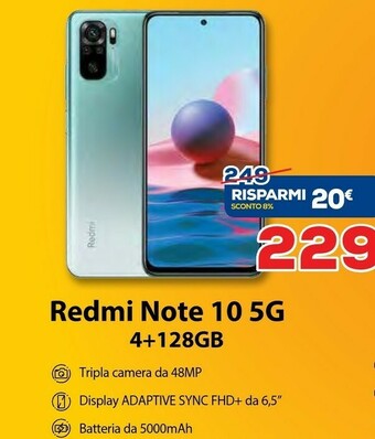 Euronics Xiaomi Redmi Note 10 5G 128GB offerta
