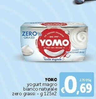 Deco Supermercati Yomo Yogurt Magro Bianco Naturale Zero Grassi offerta
