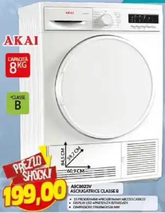 Risparmio Casa Akai ASC8023V Asciugatrice Classe B offerta