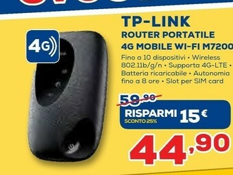 Euronics Tp Link M7200 Apparecchiature Di Rete Wireless Cellulare offerta