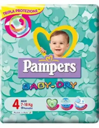 Giokids Pampers baby dry maxi pannolini n.4 7-18 kg 19 pezzi offerta