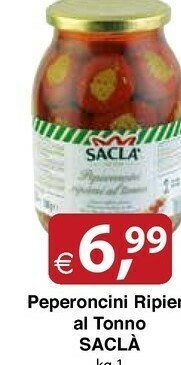 Docks Cash&Carry Saclà Peperoncini Ripieni Di Tonno 1000 G(ml) offerta
