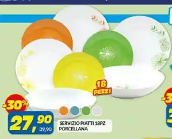 Risparmio Casa Servizio Piatti 18 Pz Porcellana offerta
