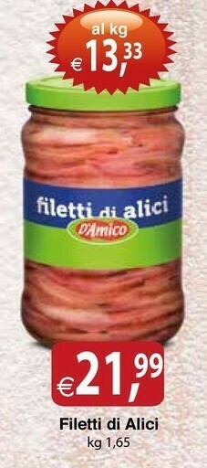 Docks Cash&Carry D'Amico Filleti Di Alici 1.65kg offerta