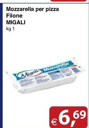 Docks Cash&Carry Migali Mozzarella Per Pizza Filone offerta