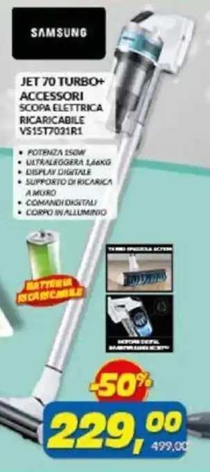 Risparmio Casa Samsung Jet 70 Turbo+ Accessori Scopa Elettrica Ricaricabile offerta