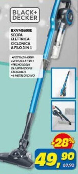 Risparmio Casa Black + Decker BXVM5600E Scopa Elettrica Ciclonica a Filo 3 in 1 offerta
