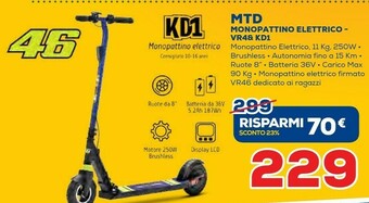 Euronics MTD Monopattino Elettrico VR46 KD1 offerta
