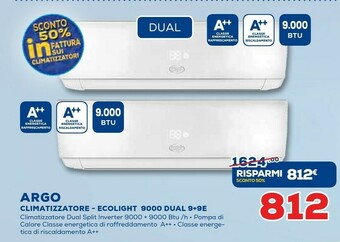 Euronics Argo Climatizzatore ECOLIGHT 9000 Dual 9+9E offerta