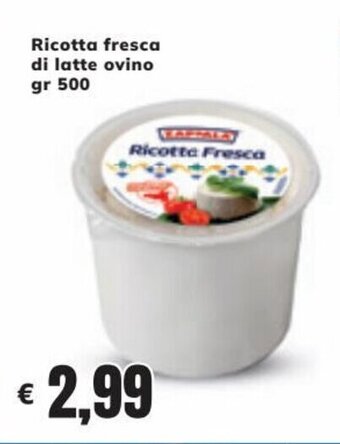 Zappalá Ricotta fresca di latte ovino gr 500