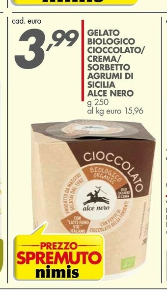 Alce Nero Gelato Biologico Cioccolato