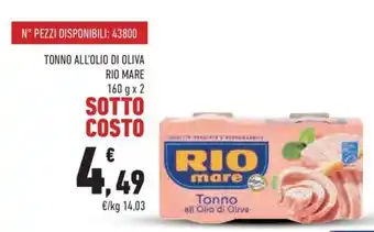 Conad Rio Mare Tonno All'Olio di Oliva 160 g x 2 offerta