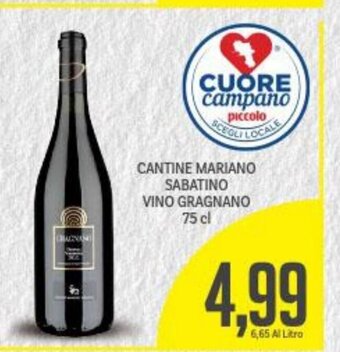 Supermercati Piccolo Cantine Mariano Sabatino Vino Gragnano 75 cl offerta