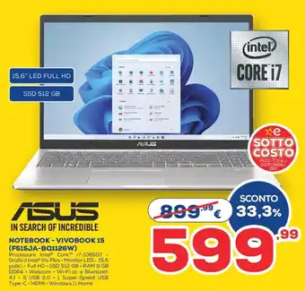 Euronics Asus Notebook - Vivobook 15 (F515JA-BQ1126W) offerta