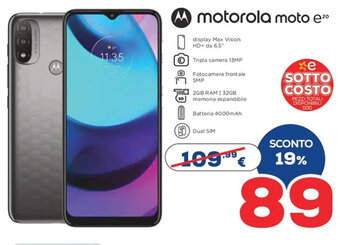 Euronics Motorola moto e20 offerta