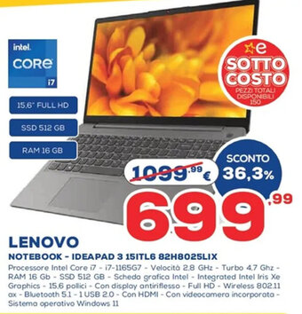 Euronics Lenovo Notebook - Ideapad 3 15ITL6 82H8025LIX offerta