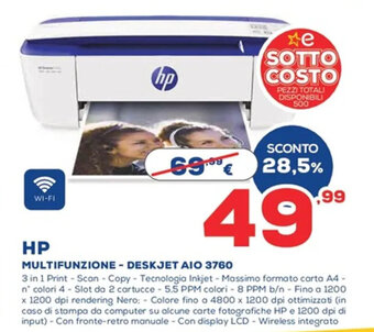 Euronics HP Multifunzione - Deskjet AIO 3760 offerta