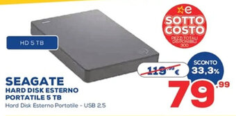 Euronics Seagate Hard Disk Esterno Portatile 5 TB offerta