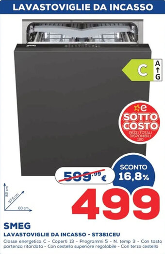 Euronics Smeg Lavastoviglie da Incasso - ST381CEU offerta