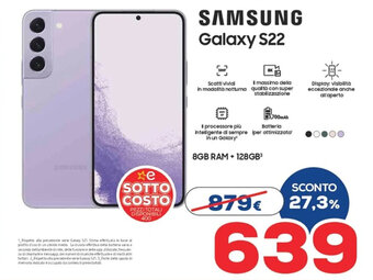 Euronics Samsung Galaxy S22 offerta