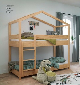 Letto A Castello- Tetto Capanna/ Libreria-baule